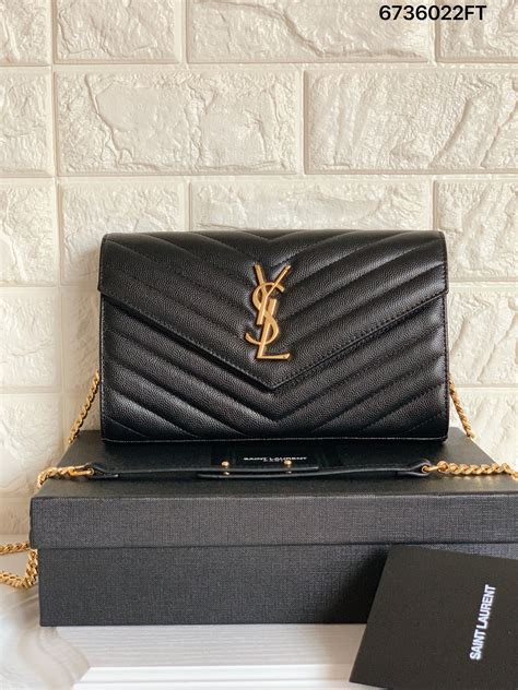 ysl black bag with gold chain